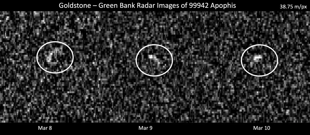 These images represent radar observations of asteroid 99942 Apophis on March 8 2021