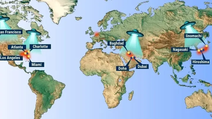 UFO hotspot map based off information from the Department of Defense